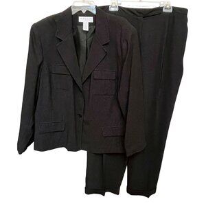 Maggie McNaughton Womens 90's Two Piece Black Dot Blazer & Pants Suit Sz 22W